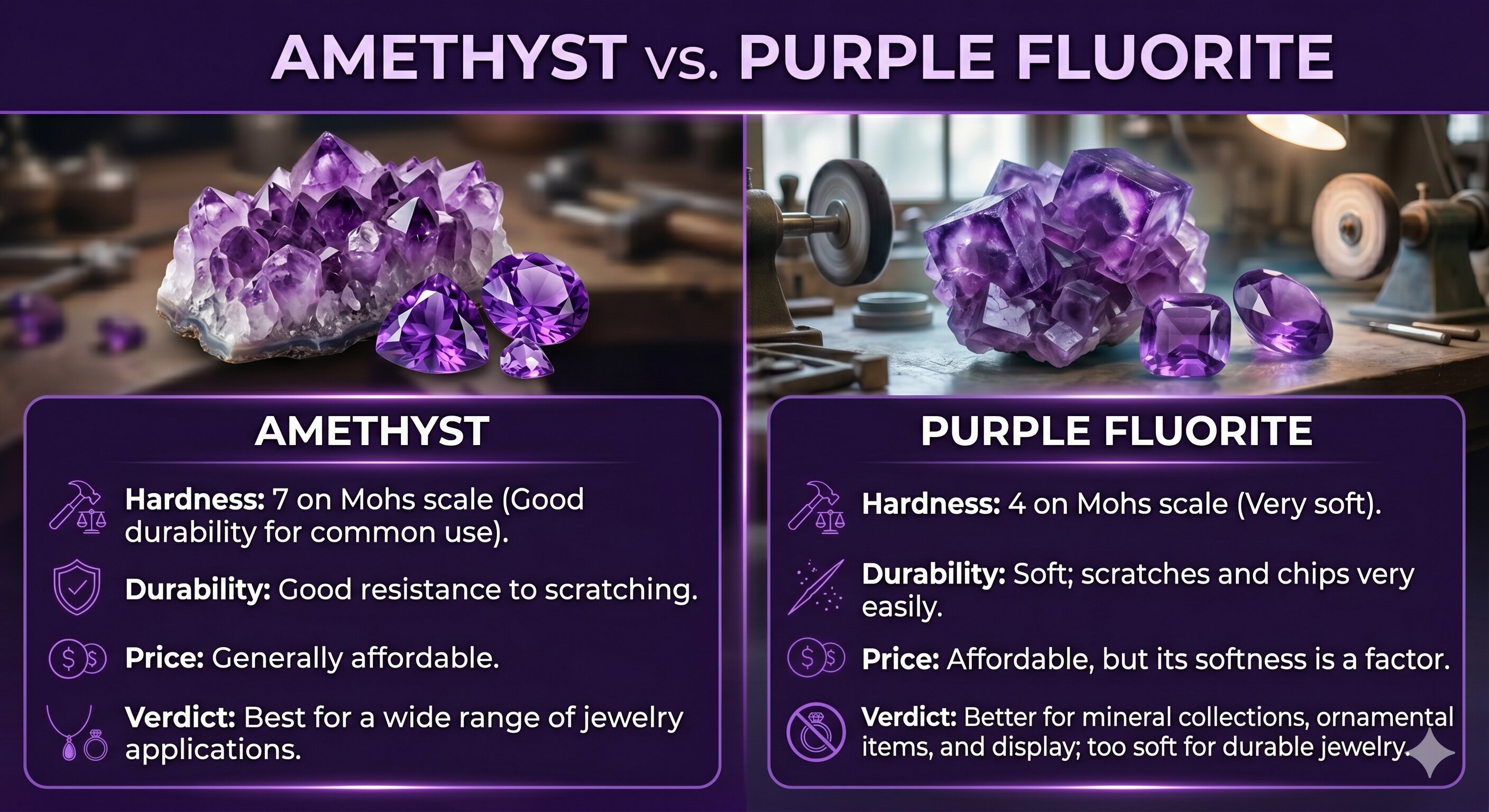 Amethyst vs. Purple Fluorite